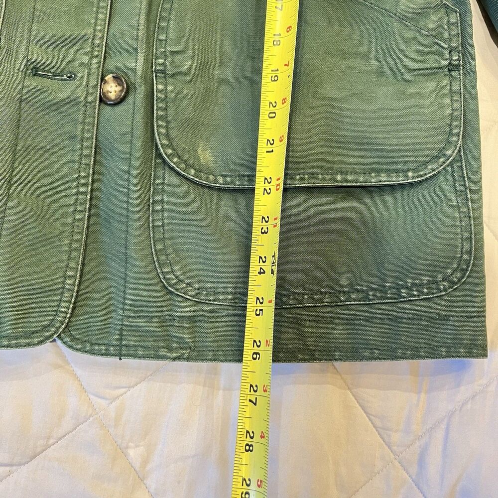 Lands End Green Cotton Plaid Lining PS 6-8 Corduroy Chore Barn Work Coat Jacket - Picture 7 of 10